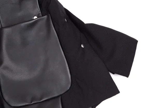 コムデギャルソン オムプリュスCOMME des GARCONS HOMME PLUS 平和の鎧フェイクレザーリベット切替ジャケット 黒M K-103907_010