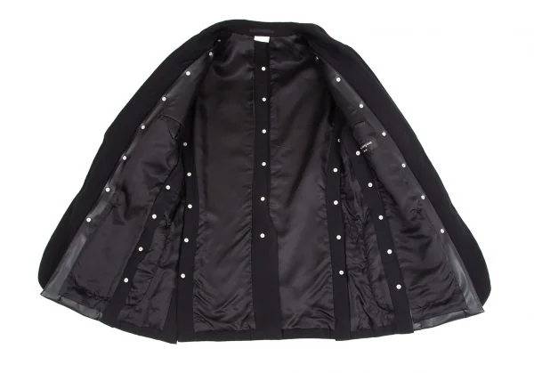 コムデギャルソン オムプリュスCOMME des GARCONS HOMME PLUS 平和の鎧フェイクレザーリベット切替ジャケット 黒M K-103907_011