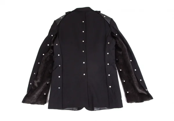 コムデギャルソン オムプリュスCOMME des GARCONS HOMME PLUS 平和の鎧フェイクレザーリベット切替ジャケット 黒M K-103907_012