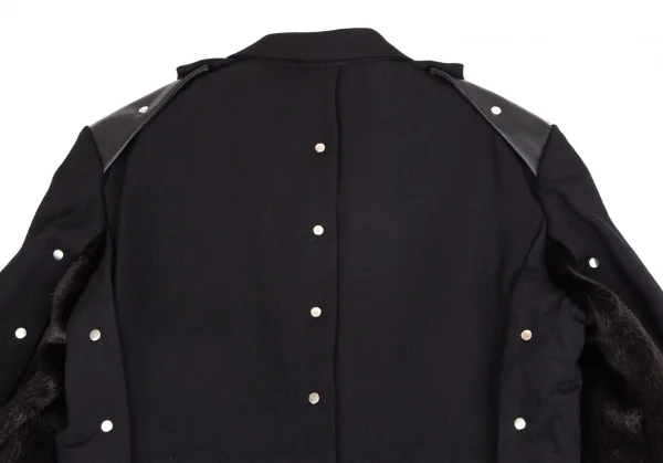 コムデギャルソン オムプリュスCOMME des GARCONS HOMME PLUS 平和の鎧フェイクレザーリベット切替ジャケット 黒M K-103907_013