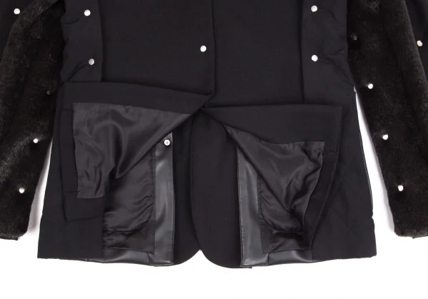 コムデギャルソン オムプリュスCOMME des GARCONS HOMME PLUS 平和の鎧フェイクレザーリベット切替ジャケット 黒M K-103907_014