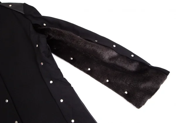 コムデギャルソン オムプリュスCOMME des GARCONS HOMME PLUS 平和の鎧フェイクレザーリベット切替ジャケット 黒M K-103907_015