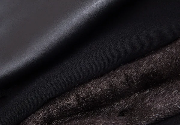 コムデギャルソン オムプリュスCOMME des GARCONS HOMME PLUS 平和の鎧フェイクレザーリベット切替ジャケット 黒M K-103907_017