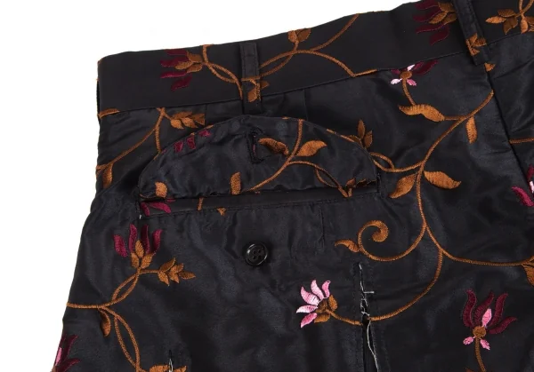 コムデギャルソン オムプリュスCOMME des GARCONS HOMME PLUS ボタニカルエンブロイダリー短冊カットオフハーフパンツ 黒XL K-103908_012