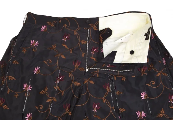 コムデギャルソン オムプリュスCOMME des GARCONS HOMME PLUS ボタニカルエンブロイダリー短冊カットオフハーフパンツ 黒XL K-103908_004