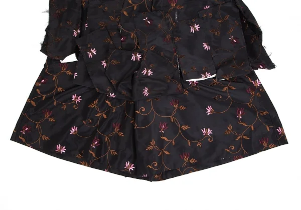 コムデギャルソン オムプリュスCOMME des GARCONS HOMME PLUS ボタニカルエンブロイダリー短冊カットオフハーフパンツ 黒XL K-103908_008