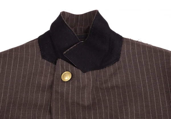 コムデギャルソン オムプリュスCOMME des GARCONS HOMME PLUS バックレオパード切替ストライプオフィサージャケット 茶M K-103909_004