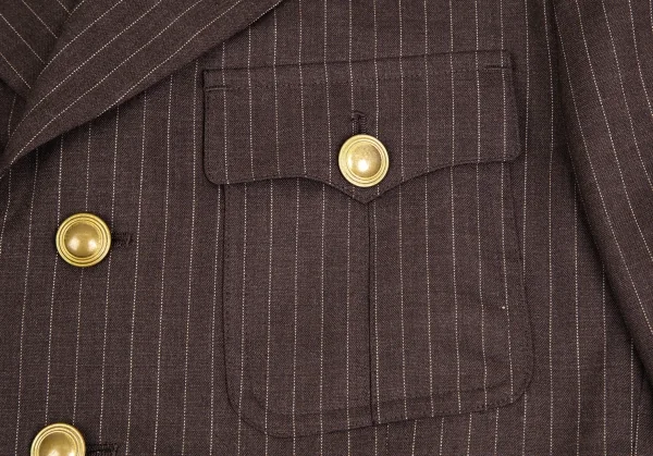 コムデギャルソン オムプリュスCOMME des GARCONS HOMME PLUS バックレオパード切替ストライプオフィサージャケット 茶M K-103909_005