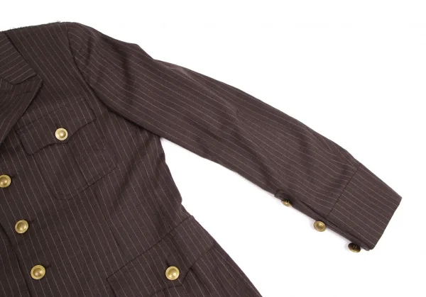 コムデギャルソン オムプリュスCOMME des GARCONS HOMME PLUS バックレオパード切替ストライプオフィサージャケット 茶M K-103909_006