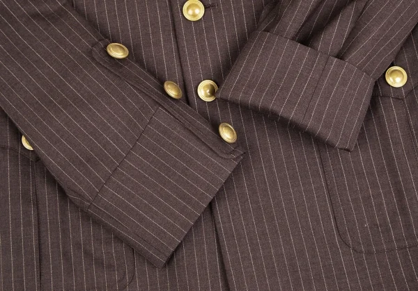 コムデギャルソン オムプリュスCOMME des GARCONS HOMME PLUS バックレオパード切替ストライプオフィサージャケット 茶M K-103909_007