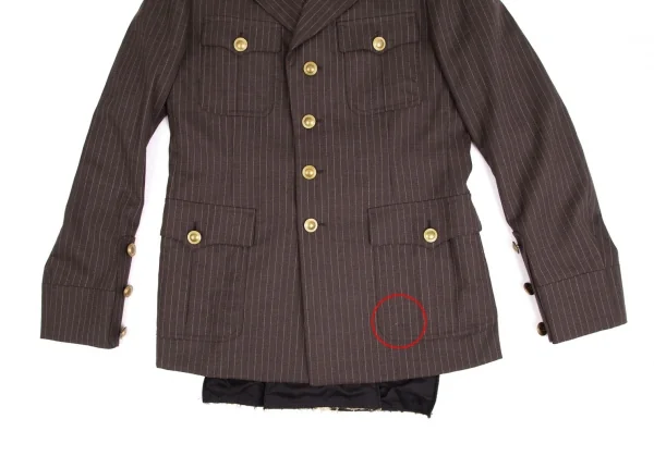 コムデギャルソン オムプリュスCOMME des GARCONS HOMME PLUS バックレオパード切替ストライプオフィサージャケット 茶M K-103909_008