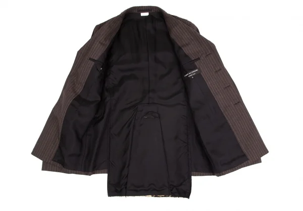 コムデギャルソン オムプリュスCOMME des GARCONS HOMME PLUS バックレオパード切替ストライプオフィサージャケット 茶M K-103909_011