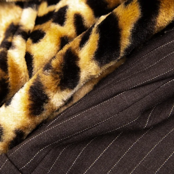 コムデギャルソン オムプリュスCOMME des GARCONS HOMME PLUS バックレオパード切替ストライプオフィサージャケット 茶M K-103909_015