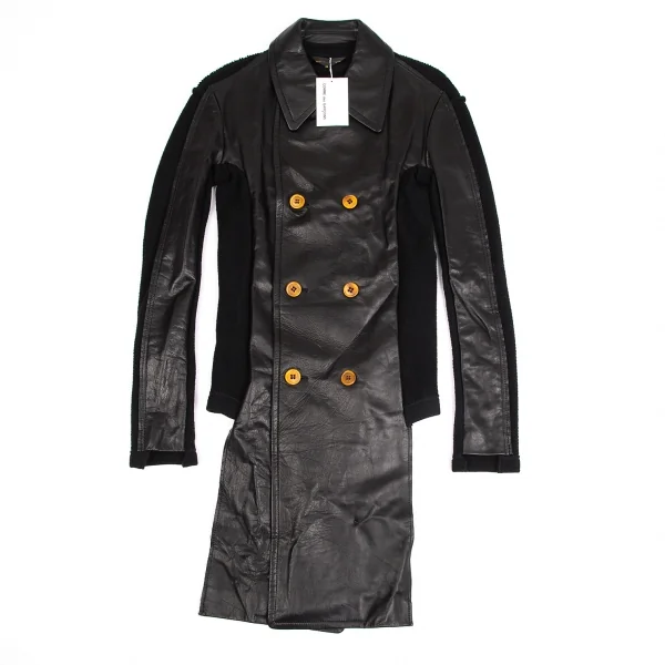 COMME des GARÇONS SHIRT ダブルブレストコート M 新品!コムデギャルソンCOMME des GARCONSバックニット切替レザーダブル