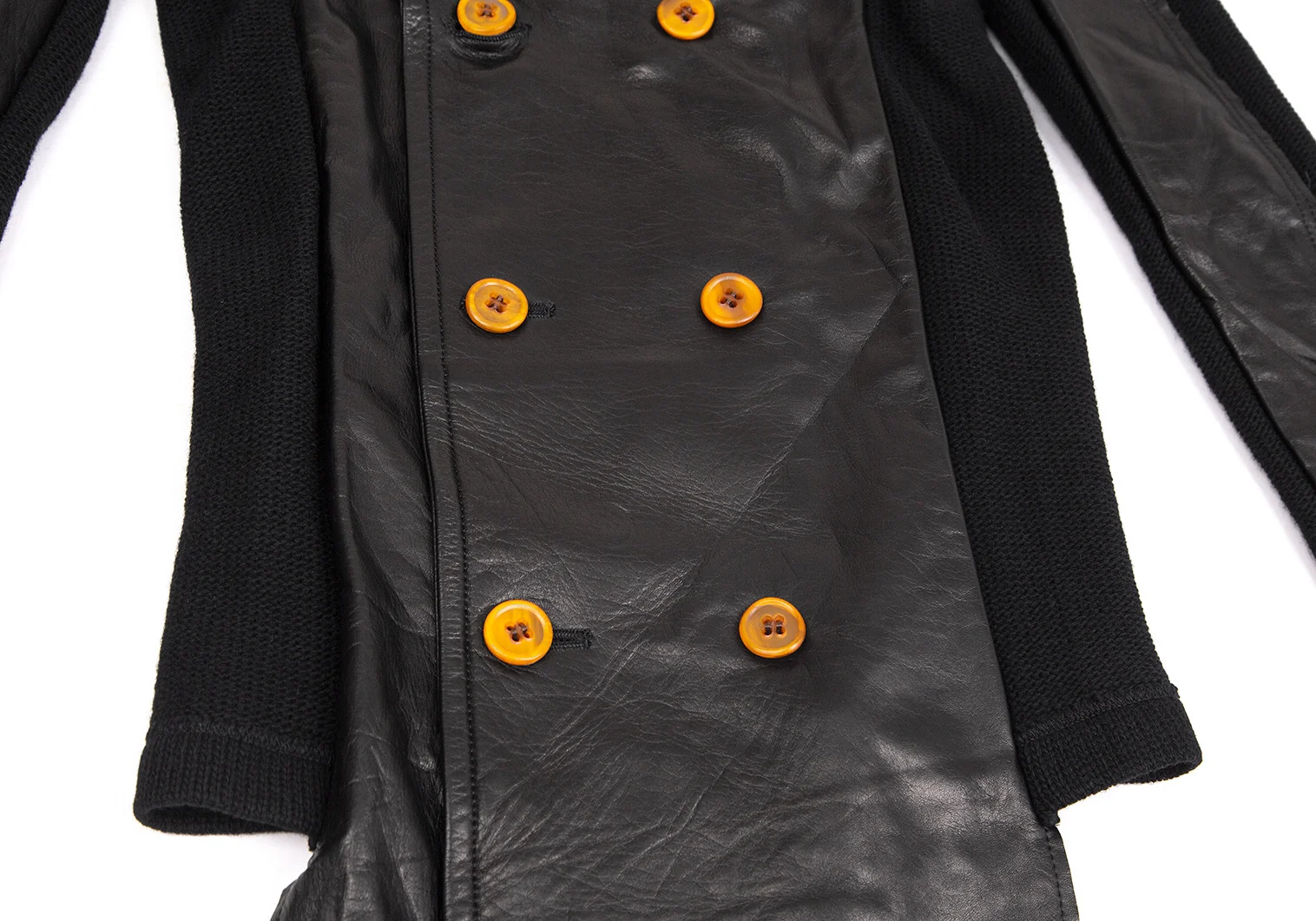 新品!コムデギャルソンCOMME des GARCONSバックニット切替レザーダブル