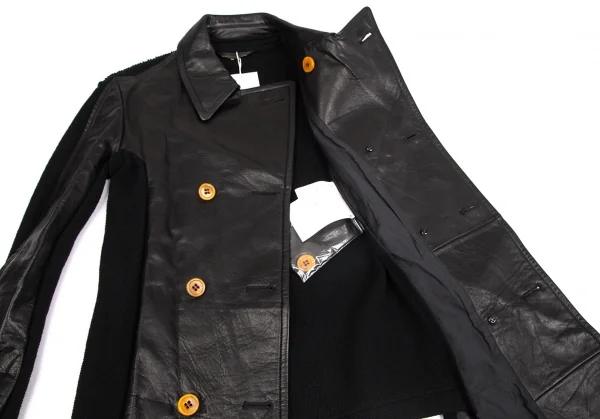 新品!コムデギャルソンCOMME des GARCONSバックニット切替レザーダブル