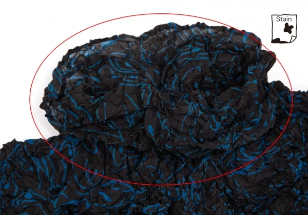 イッセイミヤケペルマネンテISSEY MIYAKE PERMANENTEシワ加工総柄シースルーカハイネックカットソー 黒青2 K-103942_005