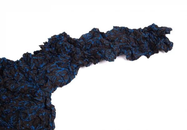 イッセイミヤケペルマネンテISSEY MIYAKE PERMANENTEシワ加工総柄シースルーカハイネックカットソー 黒青2 K-103942_006