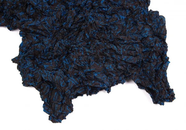 イッセイミヤケペルマネンテISSEY MIYAKE PERMANENTEシワ加工総柄シースルーカハイネックカットソー 黒青2 K-103942_008