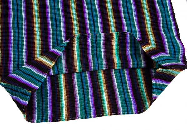 イッセイミヤケ ミーISSEY MIYAKE me ストライプボックスプリーツ5分袖カットソー マルチFree K-103953_008