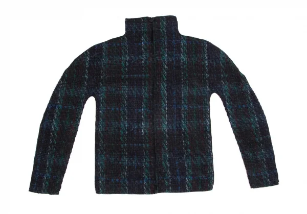 イッセイミヤケ ミーISSEY MIYAKE me チェックプリントボックスプリーツジップアップブルゾン 深緑他Free K-103959_002