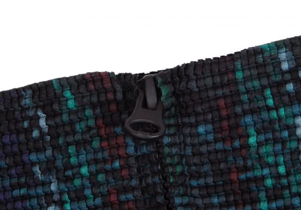 イッセイミヤケ ミーISSEY MIYAKE me チェックプリントボックスプリーツジップアップブルゾン 深緑他Free K-103959_004