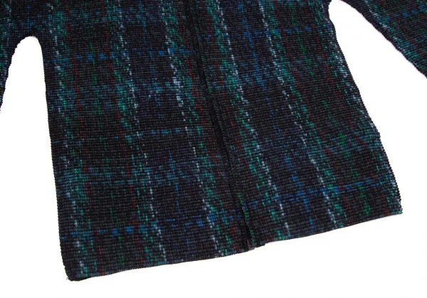 イッセイミヤケ ミーISSEY MIYAKE me チェックプリントボックスプリーツジップアップブルゾン 深緑他Free K-103959_007