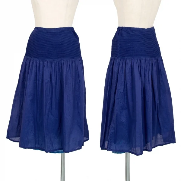 ISSEY MIYAKE me Box pleats Switching See-through Skirt Blue Free K-103963_001