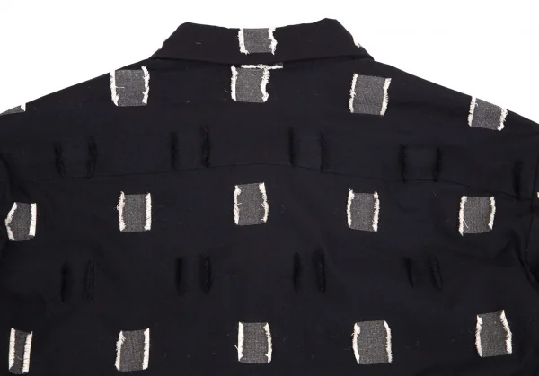 イッセイミヤケハートISSEY MIYAKE HaaT シルク混ボックスフリンジシャツ 黒2 K-103965_012