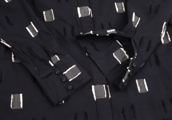 イッセイミヤケハートISSEY MIYAKE HaaT シルク混ボックスフリンジシャツ 黒2 K-103965_007