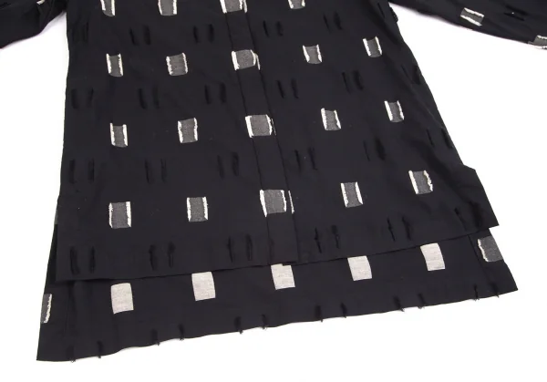 イッセイミヤケハートISSEY MIYAKE HaaT シルク混ボックスフリンジシャツ 黒2 K-103965_009