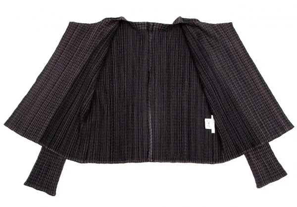 プリーツプリーズPLEATS PLEASE ポリレーヨンハウンドトゥースボタンレスカーディガン 茶黒4 K-103998_008