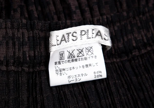 プリーツプリーズPLEATS PLEASE ポリレーヨンハウンドトゥースプリーツ切替スカート 茶黒2 K-103999_011