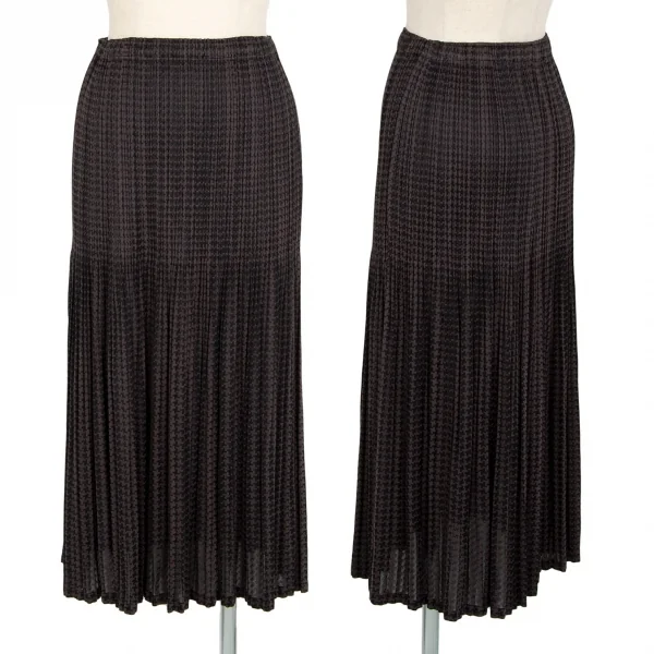 プリーツプリーズPLEATS PLEASE ポリレーヨンハウンドトゥースセットアップ 茶黒4・2 K-104000_012