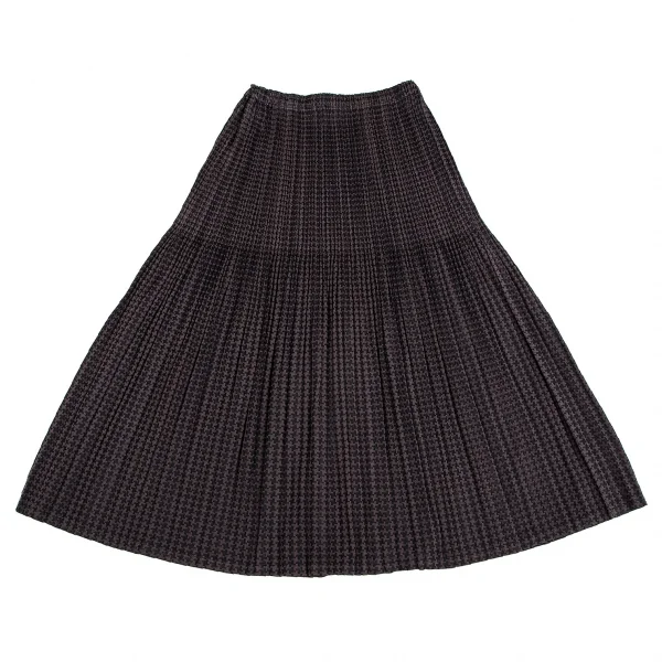 プリーツプリーズPLEATS PLEASE ポリレーヨンハウンドトゥースセットアップ 茶黒4・2 K-104000_013