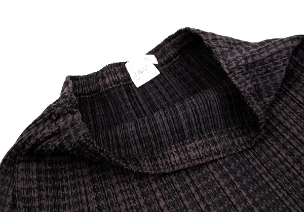 プリーツプリーズPLEATS PLEASE ポリレーヨンハウンドトゥースセットアップ 茶黒4・2 K-104000_014