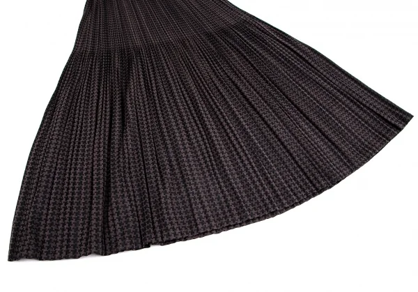 プリーツプリーズPLEATS PLEASE ポリレーヨンハウンドトゥースセットアップ 茶黒4・2 K-104000_015