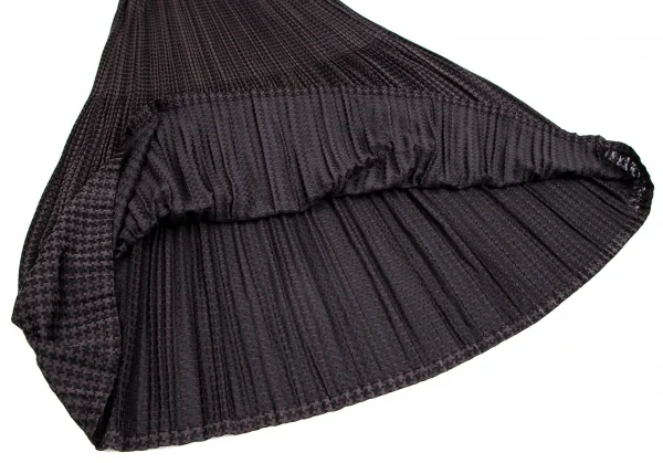 プリーツプリーズPLEATS PLEASE ポリレーヨンハウンドトゥースセットアップ 茶黒4・2 K-104000_016