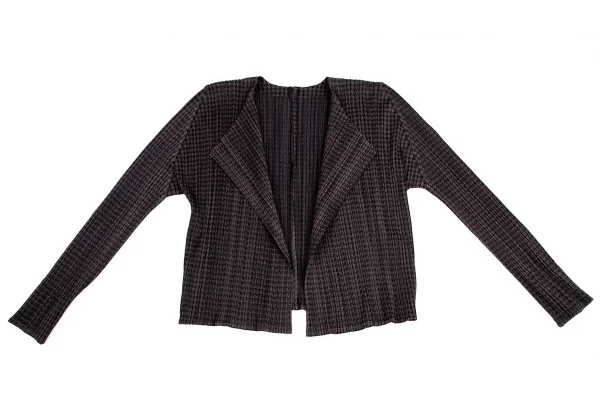 プリーツプリーズPLEATS PLEASE ポリレーヨンハウンドトゥースセットアップ 茶黒4・2 K-104000_003