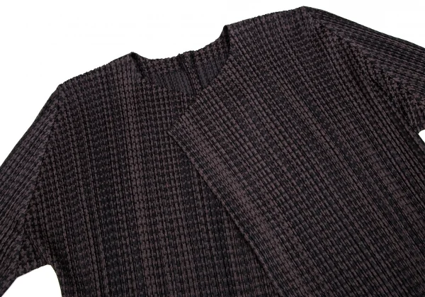 プリーツプリーズPLEATS PLEASE ポリレーヨンハウンドトゥースセットアップ 茶黒4・2 K-104000_004