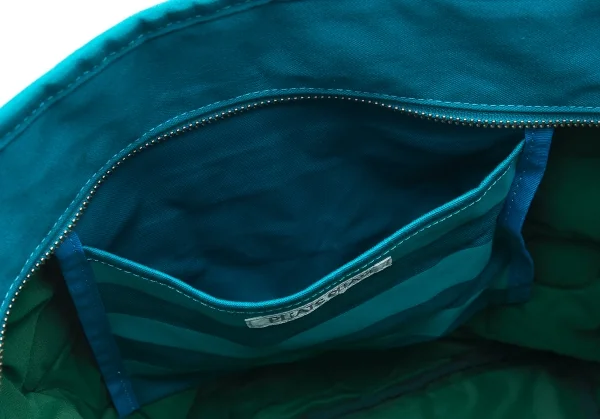 プリーツプリーズPLEATS PLEASE ボーダードット型押しトートバッグ ターコイズ K-104012_019