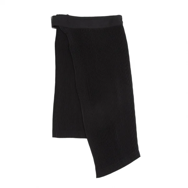 コムデギャルソンCOMME des GARCONSポリウールベルテッドアシンメトリーラッププリーツスカート 黒M K-104020_002
