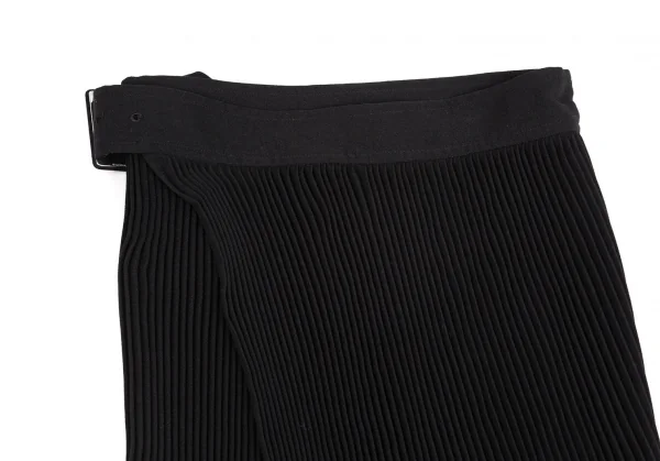 コムデギャルソンCOMME des GARCONSポリウールベルテッドアシンメトリーラッププリーツスカート 黒M K-104020_003
