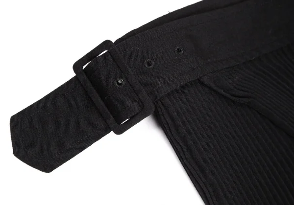 コムデギャルソンCOMME des GARCONSポリウールベルテッドアシンメトリーラッププリーツスカート 黒M K-104020_004