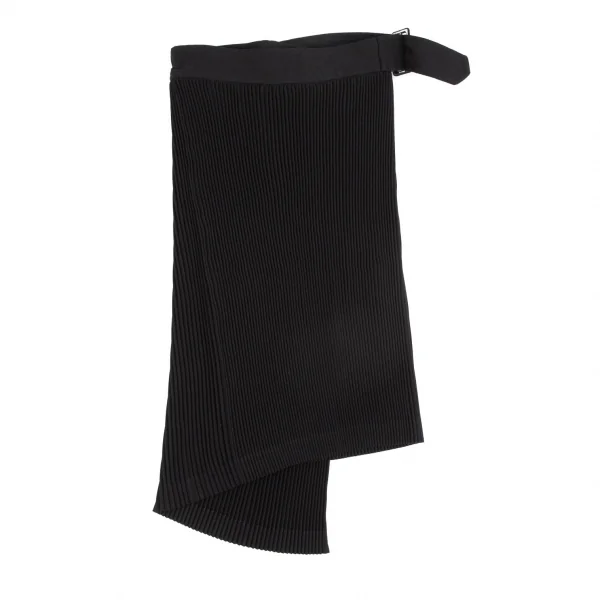 コムデギャルソンCOMME des GARCONSポリウールベルテッドアシンメトリーラッププリーツスカート 黒M K-104020_009