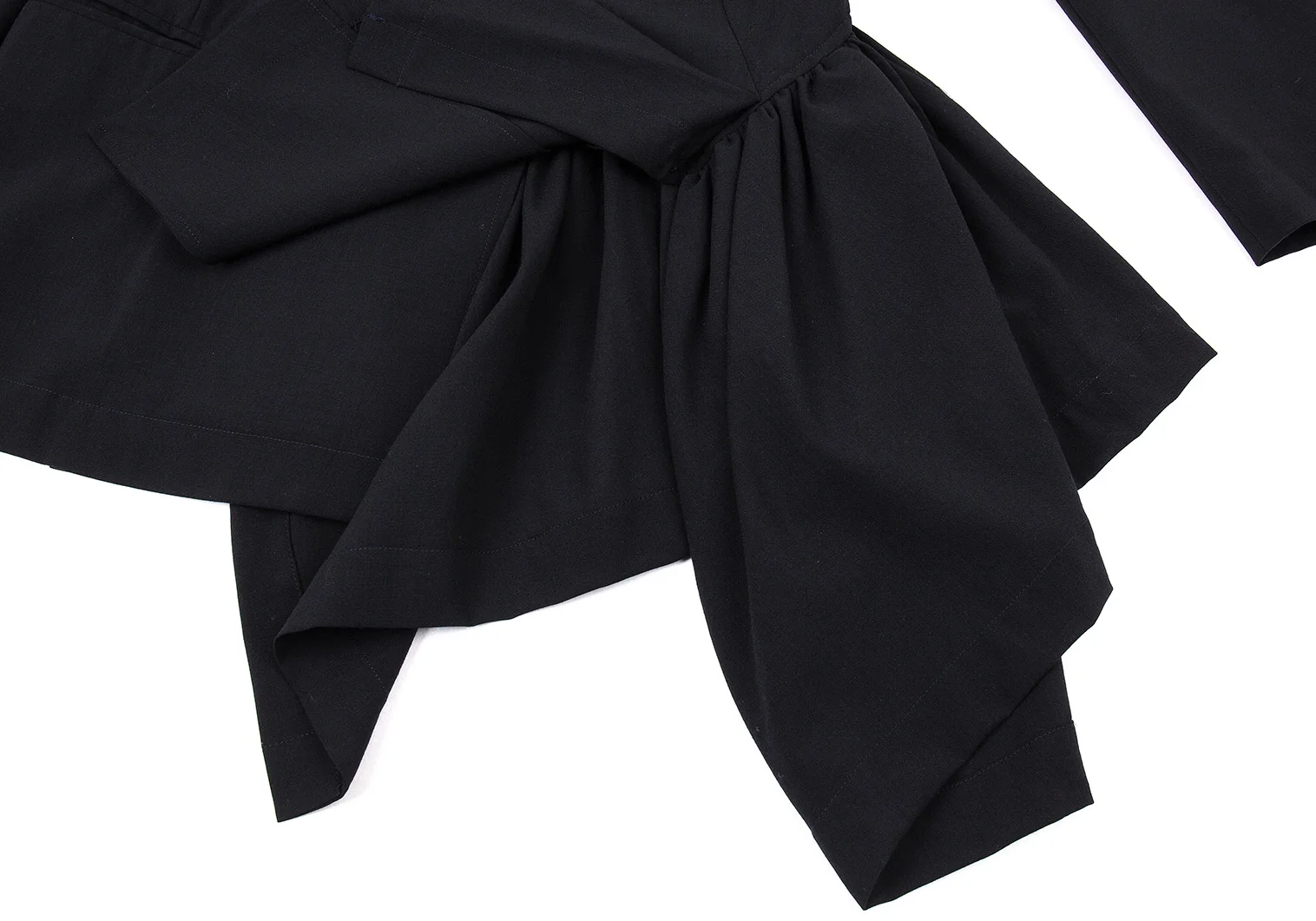 80’s コムデギャルソン バックプリーツ ウール ジャケット アシメ 黒 M コムデギャルソンCOMME des GARCONSウールバックギャザー