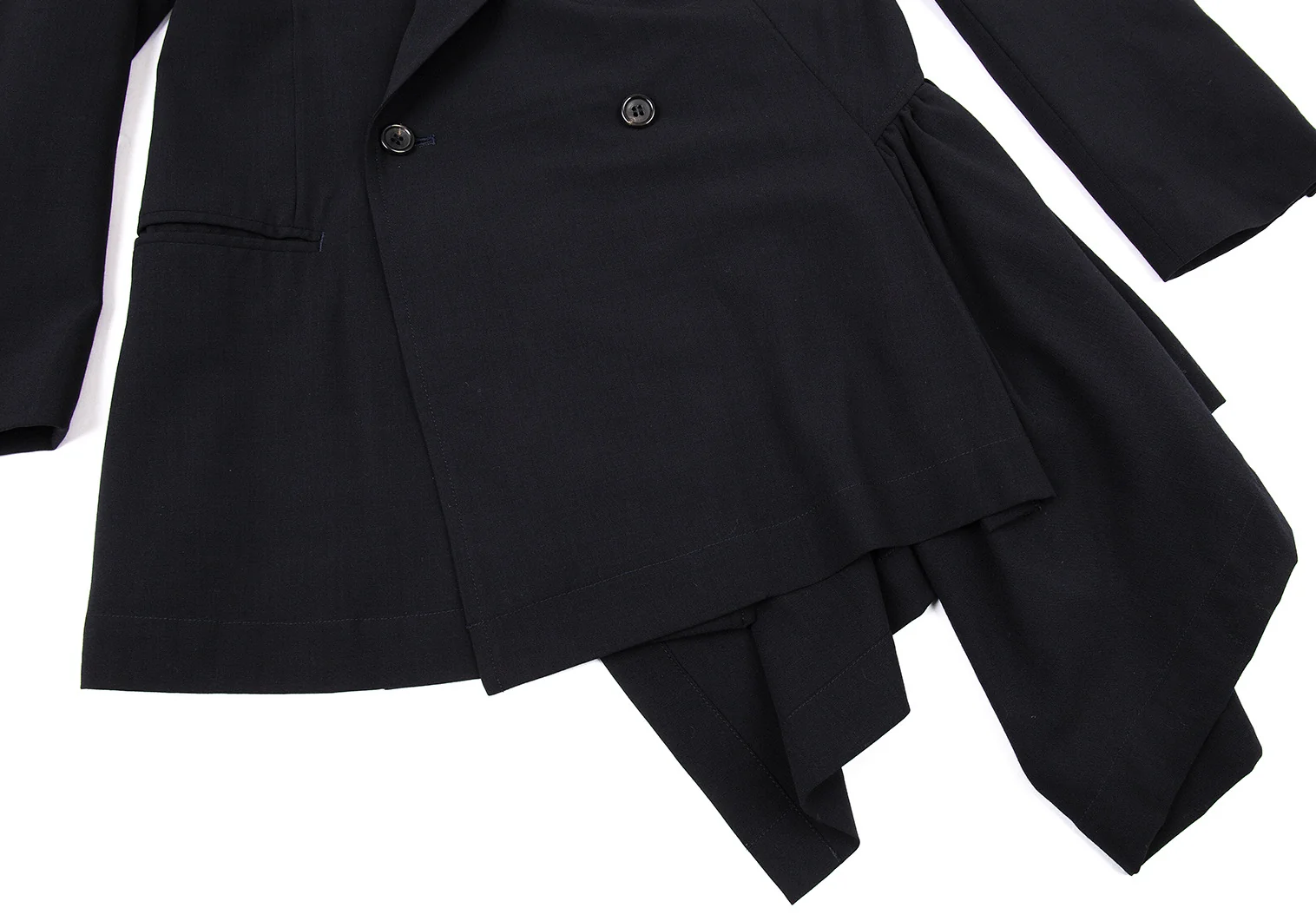 80’s コムデギャルソン バックプリーツ ウール ジャケット アシメ 黒 M コムデギャルソンCOMME des GARCONSウールバックギャザー