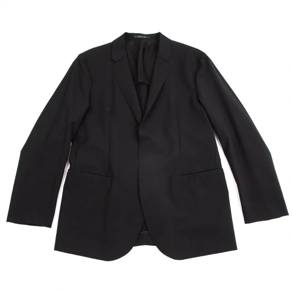 エンポリオアルマーニEMPORIO ARMANI ウール裁ち切りスナップボタンジャケット 黒50 K-104041_001