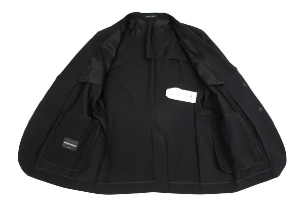 エンポリオアルマーニEMPORIO ARMANI ウール裁ち切りスナップボタンジャケット 黒50 K-104041_010