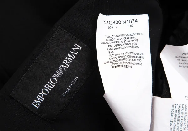エンポリオアルマーニEMPORIO ARMANI ウール裁ち切りスナップボタンジャケット 黒50 K-104041_015